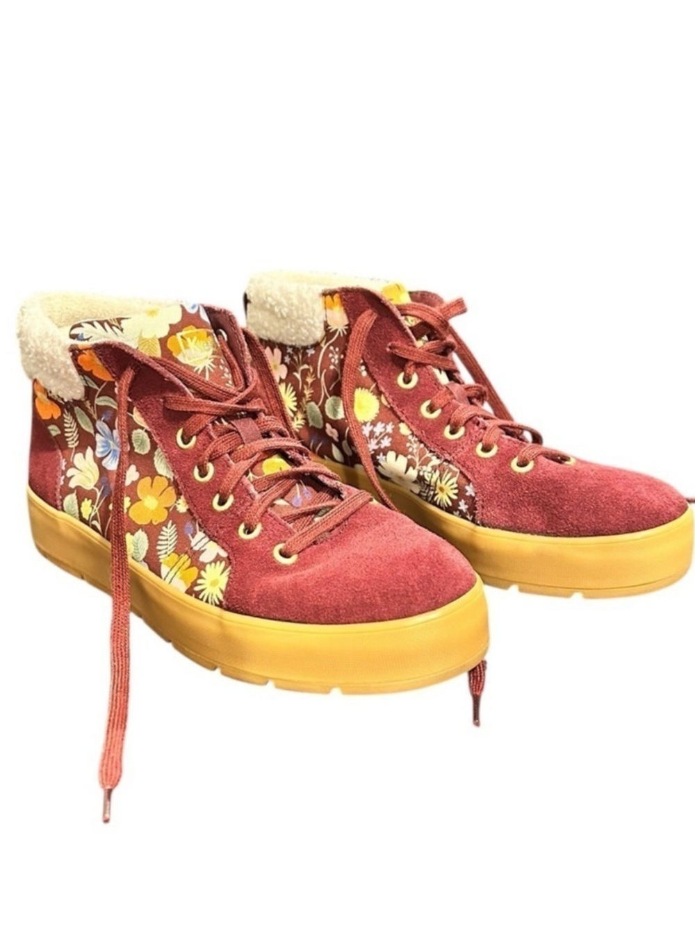 Keds X Rifle Paper Co. Spade Tahoe Nouveau Suede Burgundy Women’s 7.5 NWOB